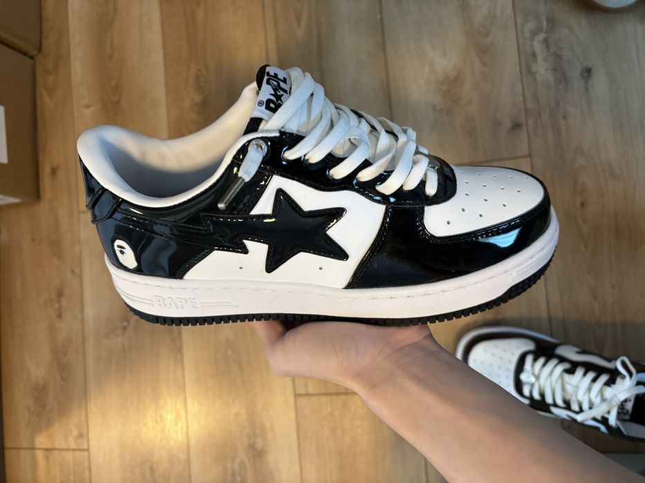 A Bathing Ape Bape Sta Patent Leather Black White Star