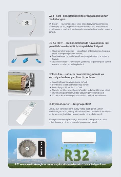 Кондиционер 12 BESTON с wi-fi inverter/оптом/розницу