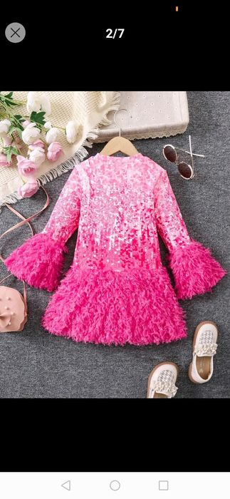 Rochie barbie roz fetite pene 7 ani