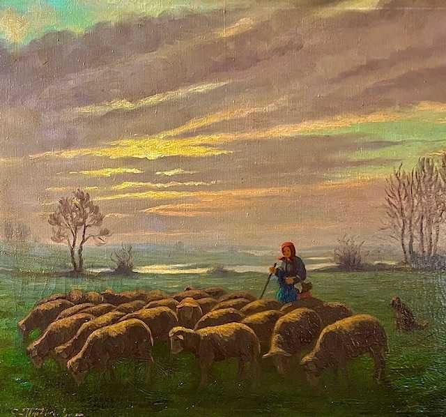 "CU OILE LA PASCUT" SUPERB! Tablou f VECHI, ulei/pza, semnat 80x60cm+r