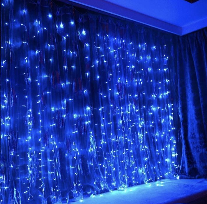 Гирлянда-штора синяя