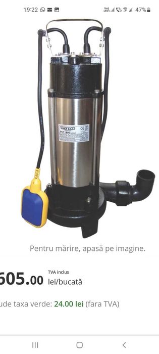 Pompa apa murdară cu tocator