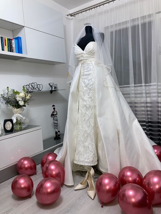 Rochie mireasa, croi de sirena, model superb +voal! Super preț‼️‼️‼️