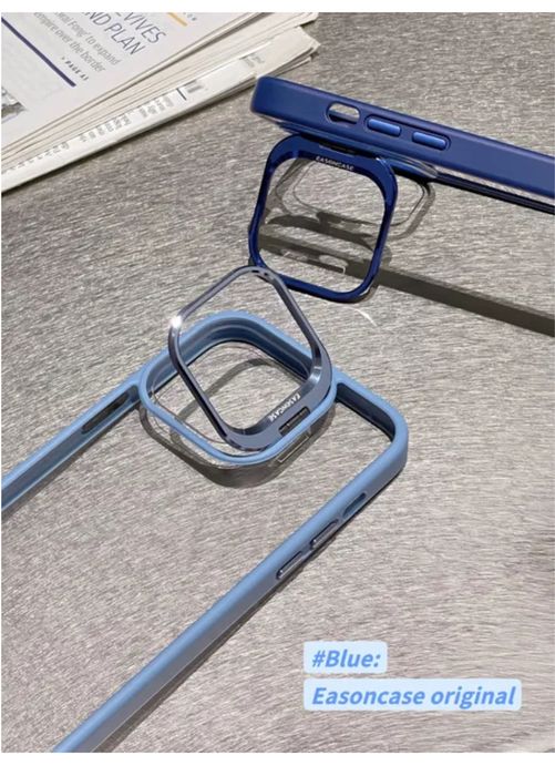 Iphone 14/15 PLUS PRO MAX - Husa Stativ Clear Back+ Folie Camera