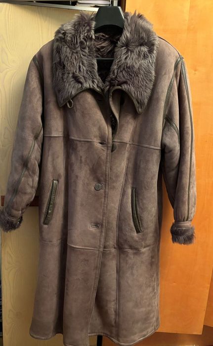 Haina din piele naturala cu blana de miel