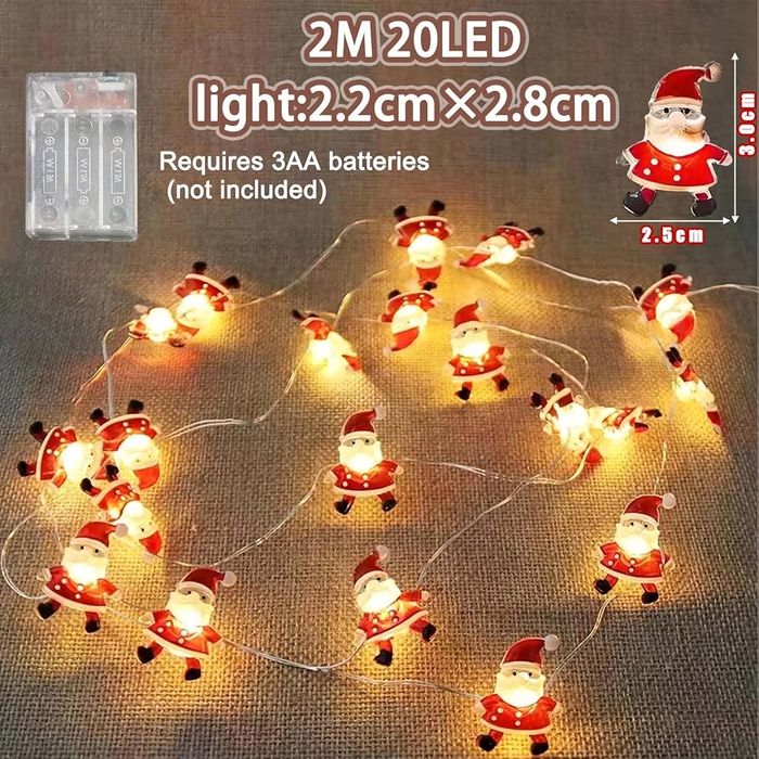 LED лампички на батерии, 2 м, 20 бр