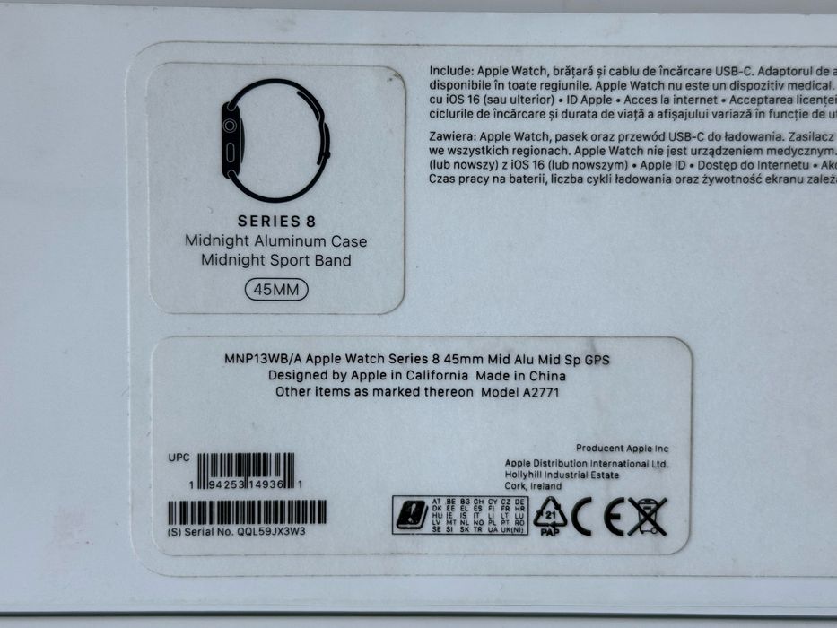 NOU Apple Watch Series 8 45 mm Midnight Aluminium