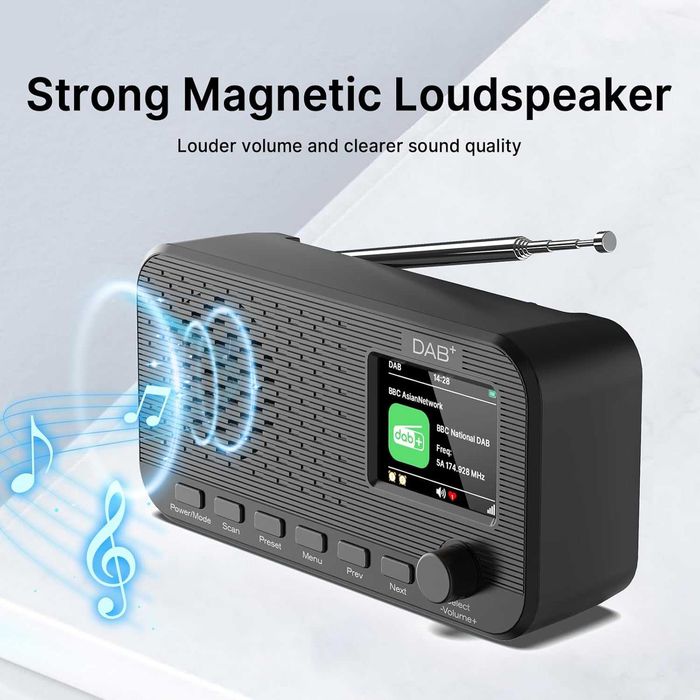DAB радио с Bluetooth, презареждащо се цифрово FM радио, преносимо DAB+ радио с батерии