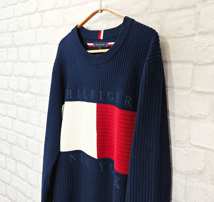 Tommy Hilfiiger Оригинален мъжки пуловер от Органичен Памук размер L