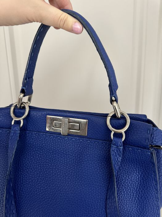 Fendi Blue Leather Medium Peekaboo