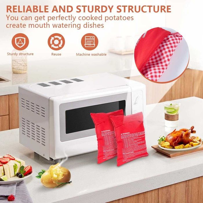 Set 2 pungi pentru copt cartofi la microunde 8 cartofi 26 x 19 cm