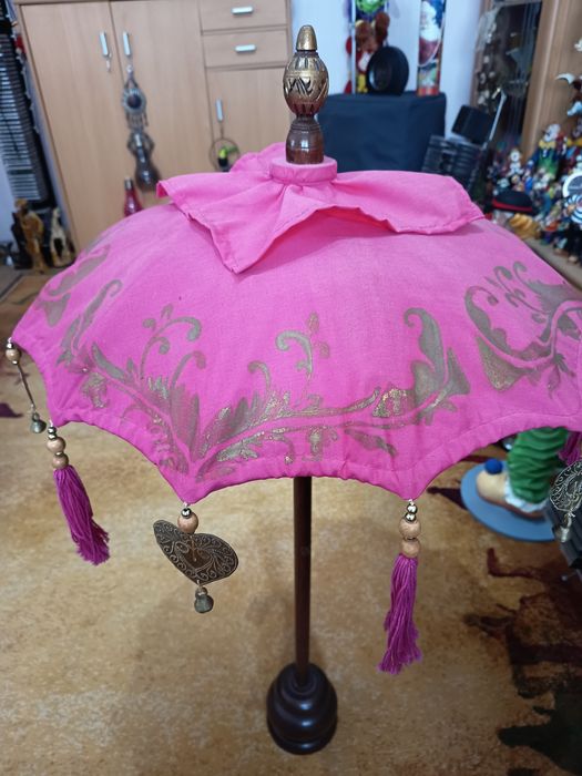 Umbrela decor din bumbac roz 40 cm