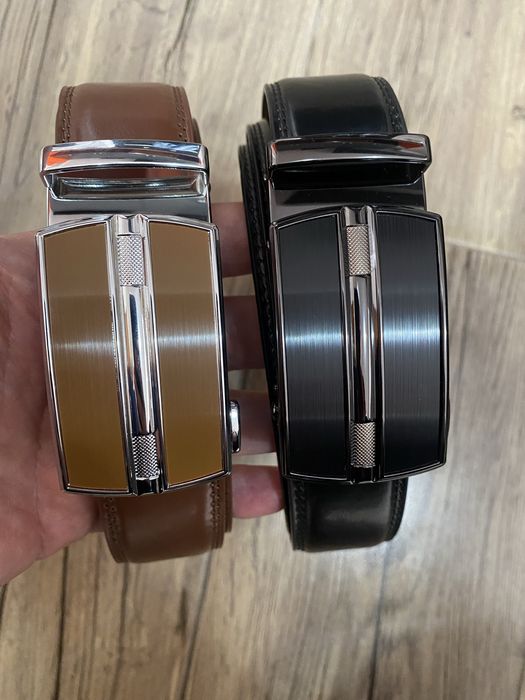Комплект 2 мъжки колана от естествена кожа с автоматична катарама