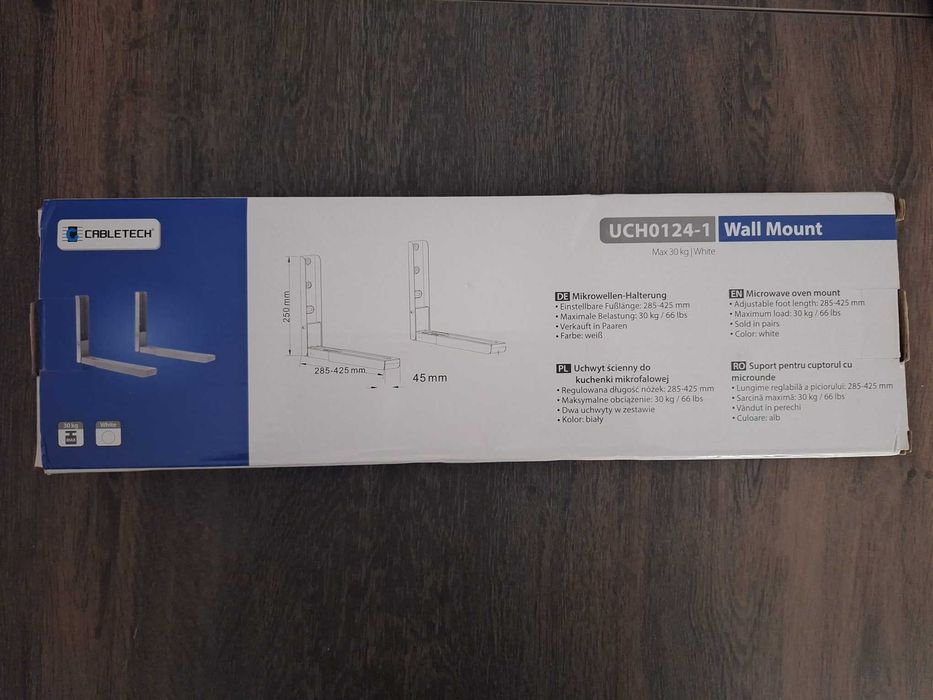Suport reglabil, cuptor microunde , baza de la 28.5 cm - 42.5 cm, Alb