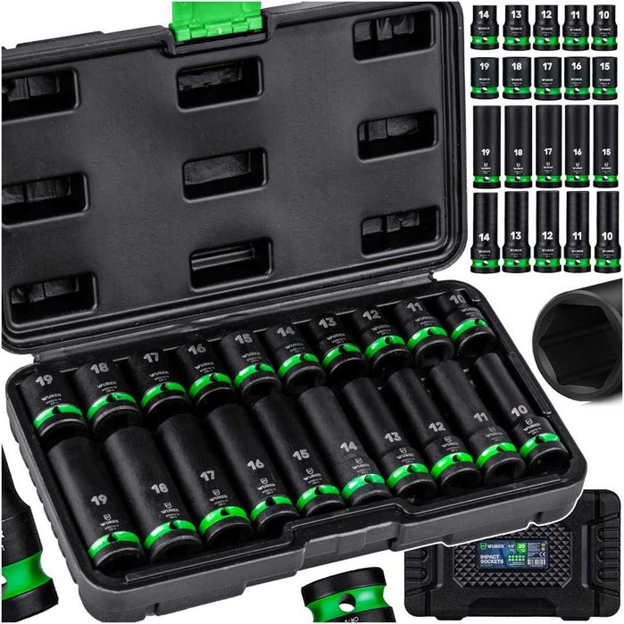 Set chei tubulare impact 1/2” Wuber, 20 piese