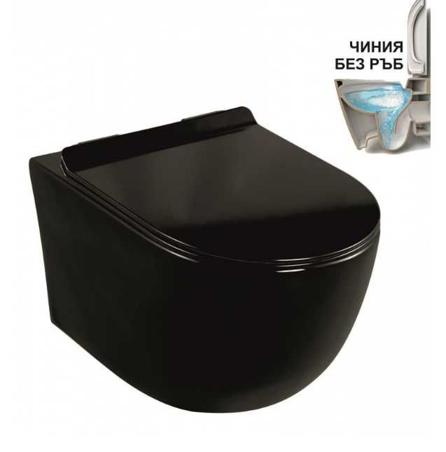 InterCeramic Стенна тоалетна чиния черен гланц ICC 3755B NEW