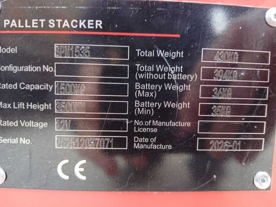 Кара / Штабелёр / Рохля Полуэлектрический штабелёр SPN1535 / 1.5т 3,5м