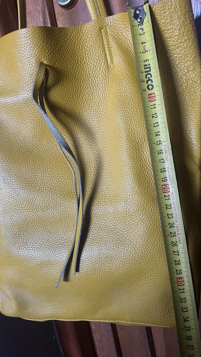 Geanta galbena  shopper piele  naturala italia