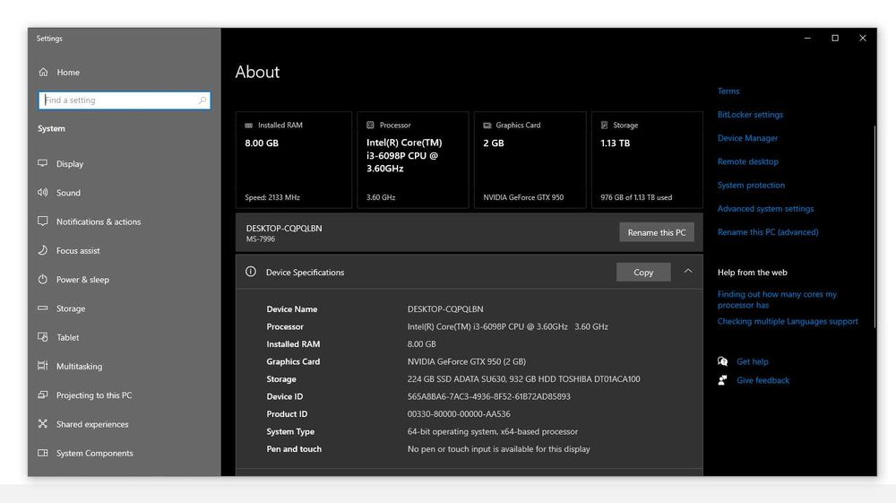 Desktop PC Myria - GTX 950 + SSD + 1TB HDD