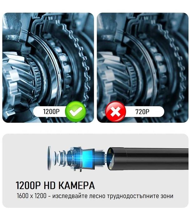 Inskam 110A – WIFI HD Ендоскоп камера 8mm | HARD | 1200P | IP68 | 5м