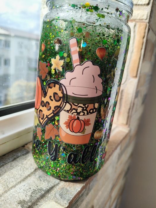 Pahar sclipici temă Toamnă