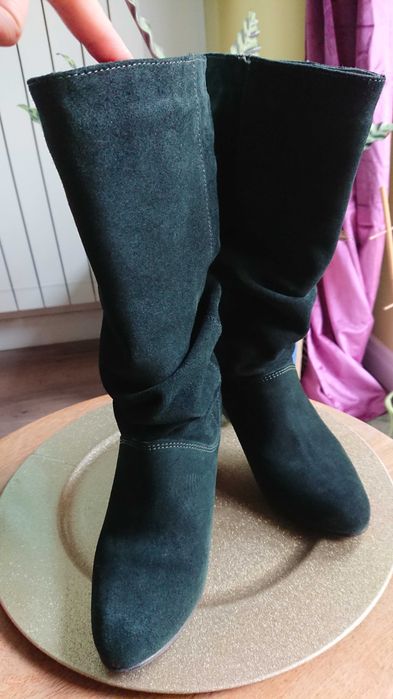 Cizme chic, piele naturală - velur, nr. 35+ mostră parfum premium!