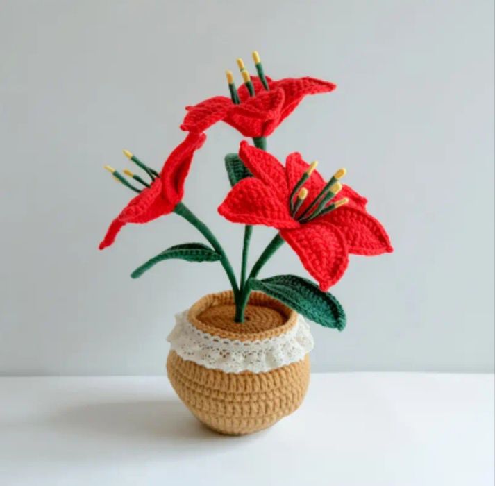 ръчно изработени плетени цветя