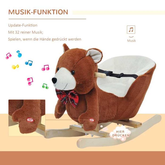 HOMCOM Люлеещо се животно мече, Кафяв 60 x 26 x 45 см