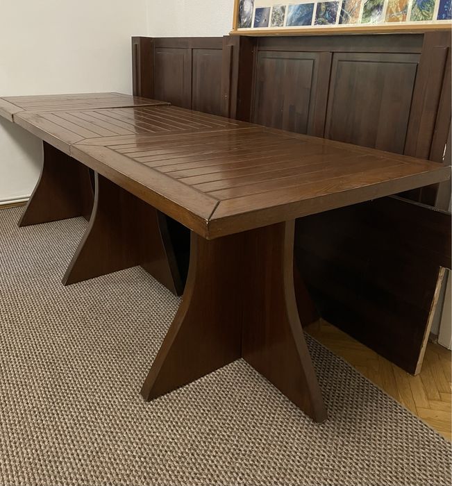 Mesa din lemn masiv stejar si scaune frasin