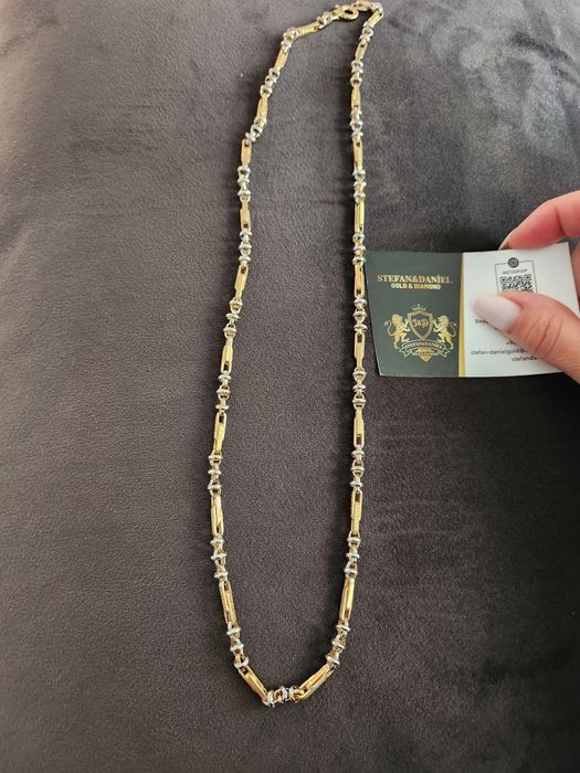 Vand lant de aur barbati 15.7gr aur galben cu aur alb combinat nou!