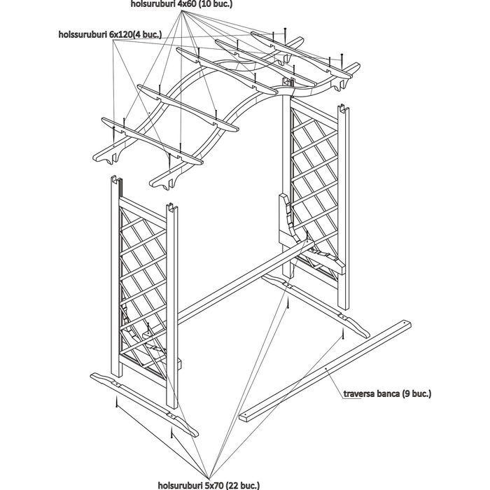 Pergola din lemn, 246 x 98 x 235 cm