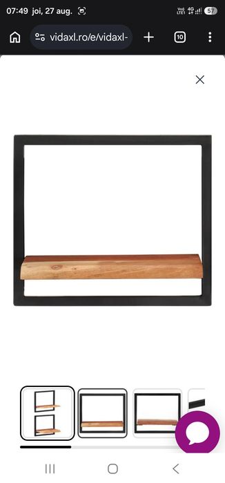 Rafturi de perete 2 buc. 40x24x35 cm lemn masiv acacia/oțel