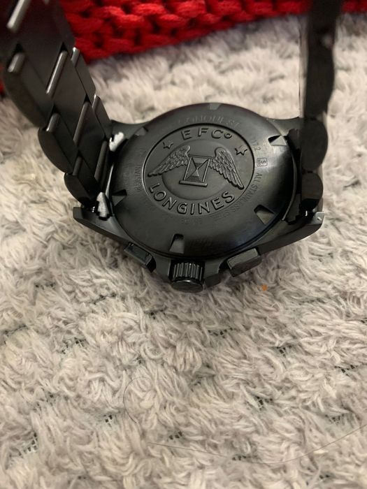 Longines Conquest V.H.P. Chronograph watch in black PVD with a blue.