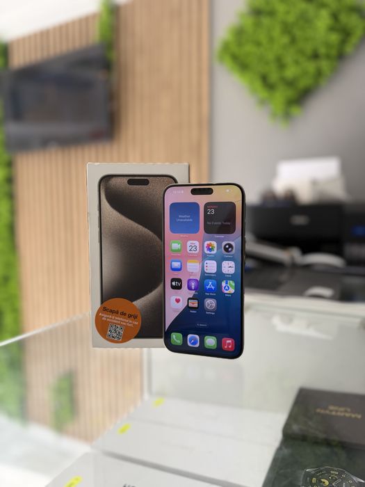 **ATS GSM**iPhone 15 Pro Max 256GB Natural/Baterie100%/Grad A/Fact+Gar