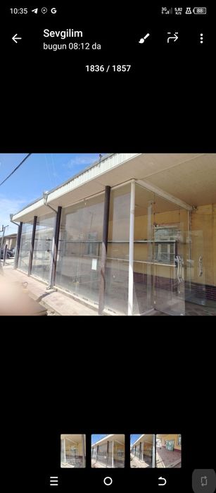 Kalyon oyna vitrina (10x3.5m, h=3.2m qalinligi 10mm)sifati zoʻr
