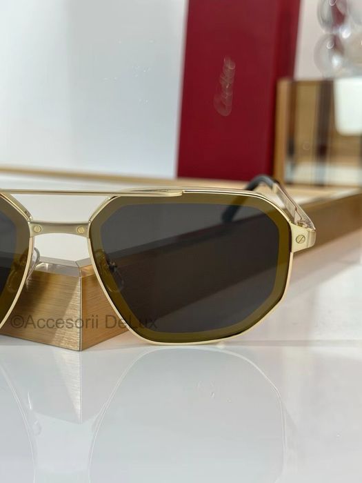 Ochelari de Soare Cartier Aviator CT0462S Full Box Santos De Cartier [Verificare Colet] Gold