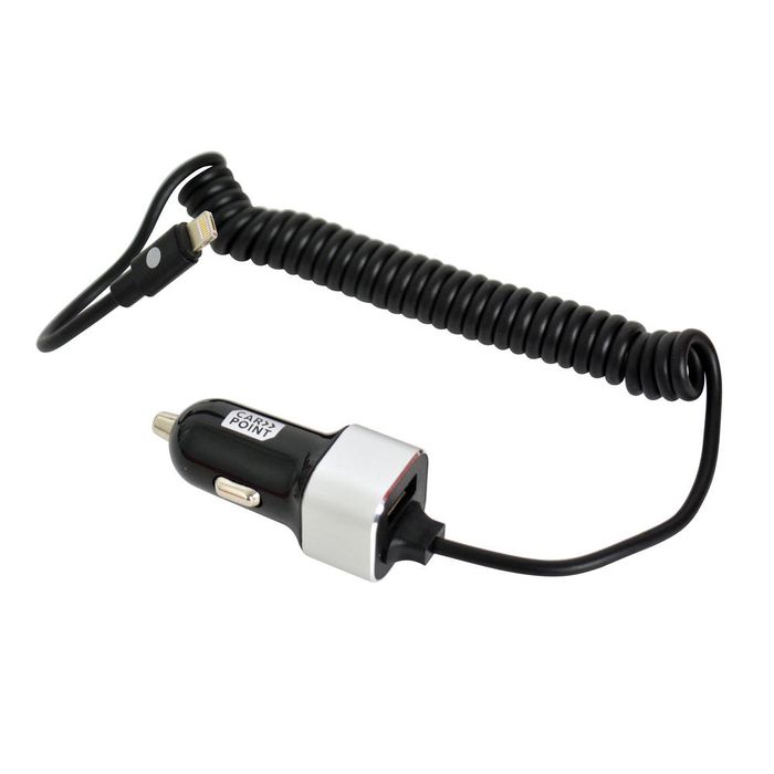Incarcator auto Carpoint cu cablu conector hibrid MicroUSB MFi Dock 8pin, 1x iesire USB 2.0, 4.8A, 12V/ 24V, lungime 150cm
