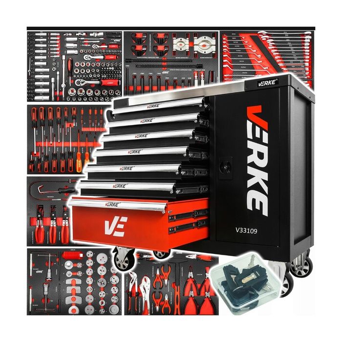 Dulap de scule complet echipat, 306 piese, Verke