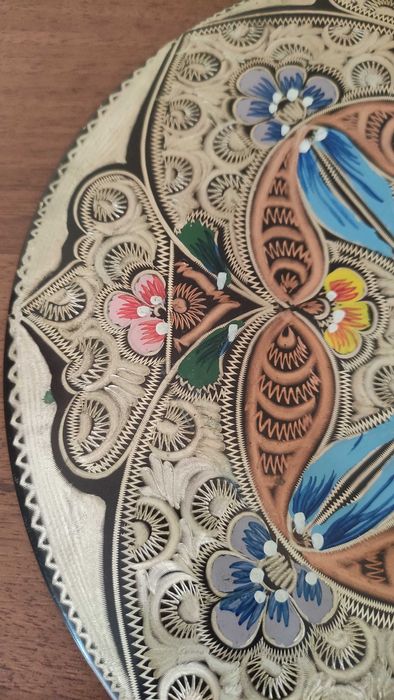 Лот от 3 медни чинии за стена гравирани с други цветни метали