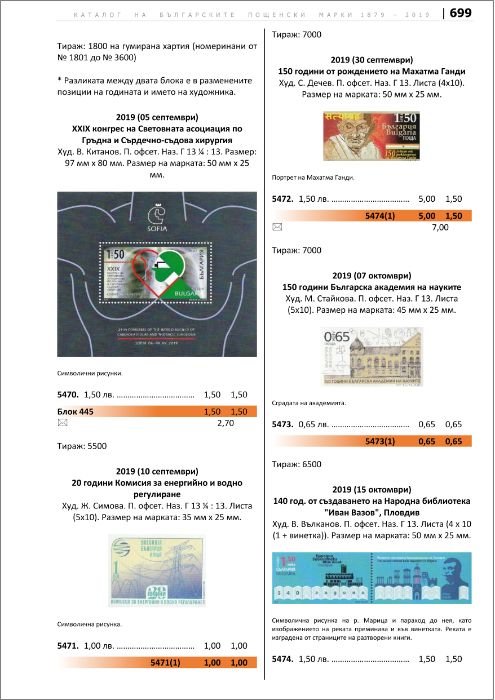 Продавам "Каталог за български пощенски марки 1879-2019"
