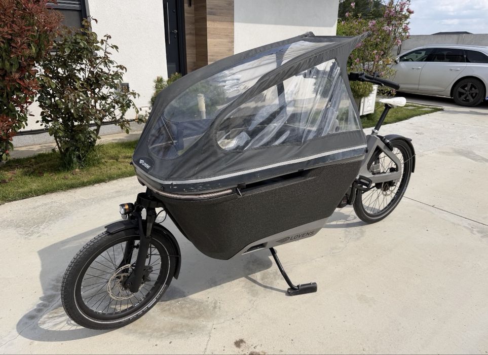 Lovens Explorer S50 cargo electrică Bosch – copii, plafon ploaie, stare foarte bună