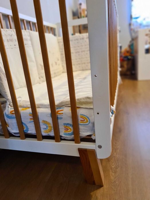 Дървена детска кошара с матрак