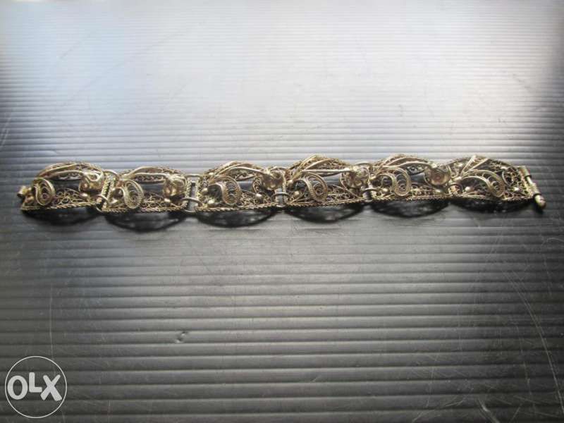 Старинна сребърна дамска гривна - филигран