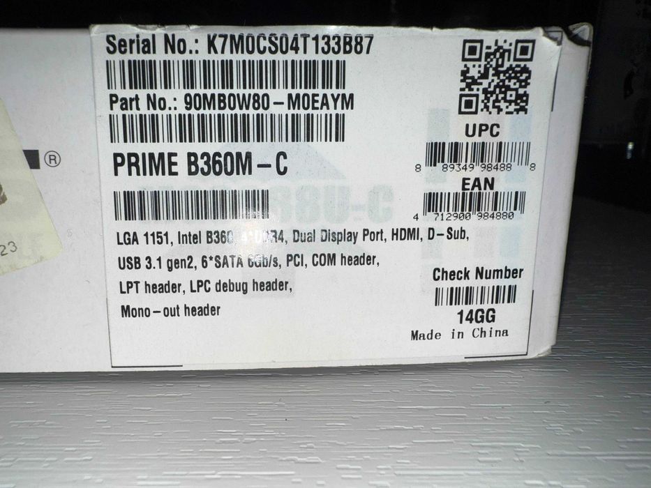 Дъно/Motherboard asus PRIME B360M-C