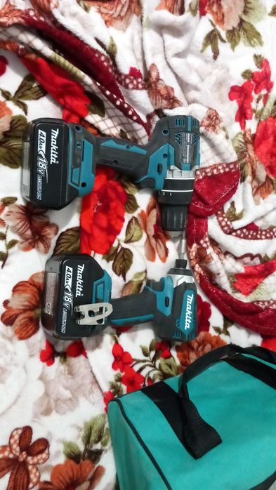 Set Makita 18V Brushless NOU - Filetantă Impact DTD153 + Bormaşină Percuție + 2 Acumulatori 4Ah + Încărcător