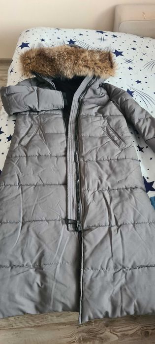 Зимо дамско дълго яке Monte Cervino, качулка естествена