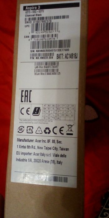 ACER A315 i5-10210U/ DDR4 8GB/ HDD 1000GB/ NVIDIA GeForce MX230 2GB/ 1