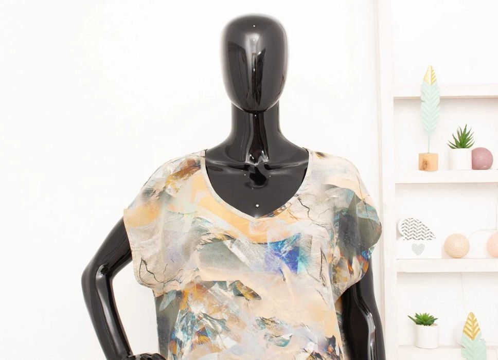 Gestuz дамска блуза от 100% коприна абстрактен принт 38