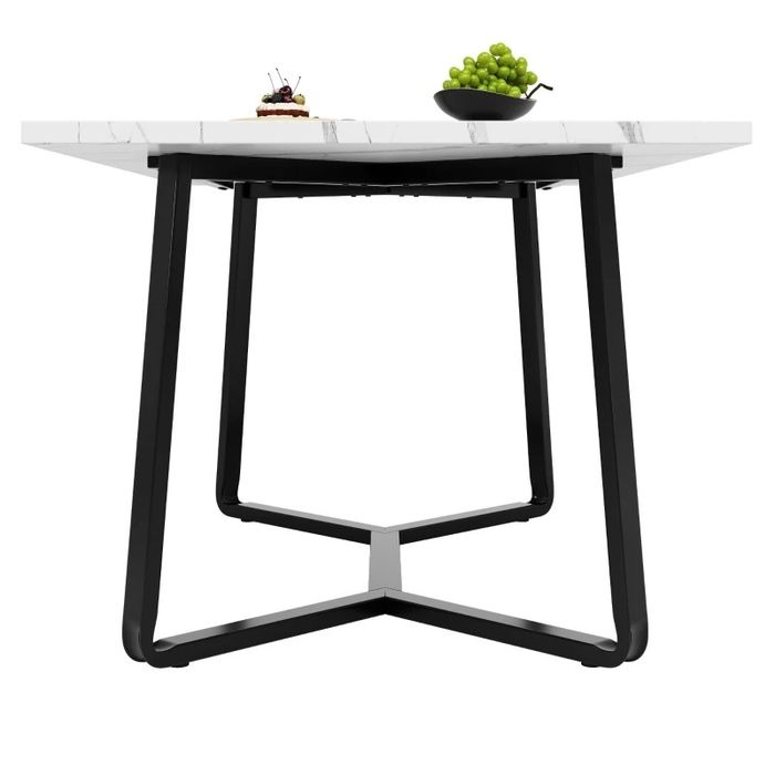 PROMO Masa bucatarie, 4-6 persoane, MDF, alb-marmoroptik, 138cm