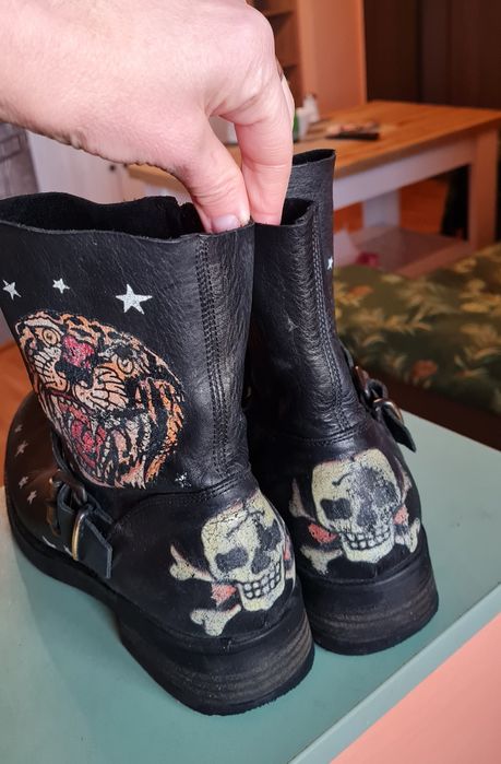 T'letisse#made in Italy# боти # естествена кожа # черепи#rock boots #